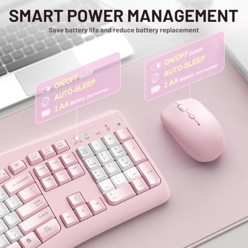 Wireless Keyboard and Mouse Combo Silent Ergonomic Curved Design for Office