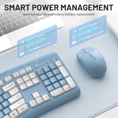 Wireless Keyboard and Mouse Combo Silent for Office,Ergonomic Curved Design