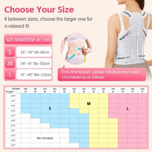 Posture Corrector for Women & Men, Adjustable Full Back Brace Support