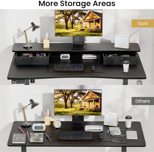 47.2 x 27.6 Electric Standing Desk with Drawers, Black