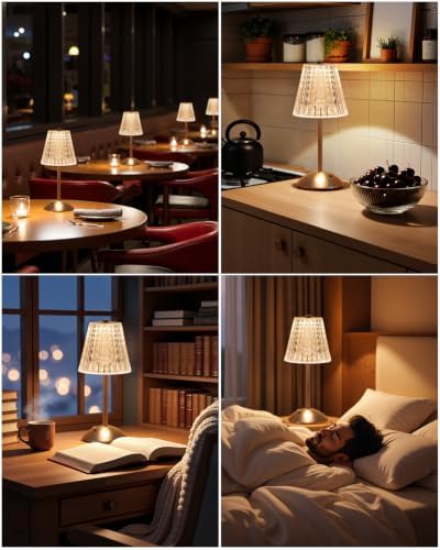 Nusogon 4 Pack Rechargeable Cordless Table Lamp, Touch Control Desk Lamp