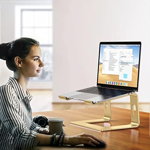 BESIGN LS03 Aluminum Laptop Stand, Ergonomic Detachable Computer Stand, Notebook Riser, Laptop Mount Compatible with Air, Pro, Dell, HP, Lenovo More 10-15.6" Laptops, Gold