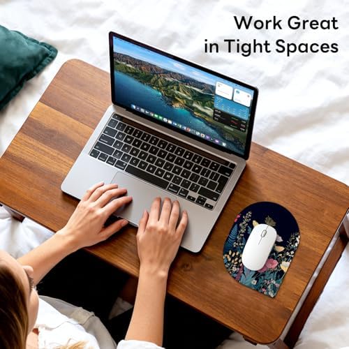 Contoured Oval Mouse Pad 6x8in Non-Slip for Laptop,Flowers