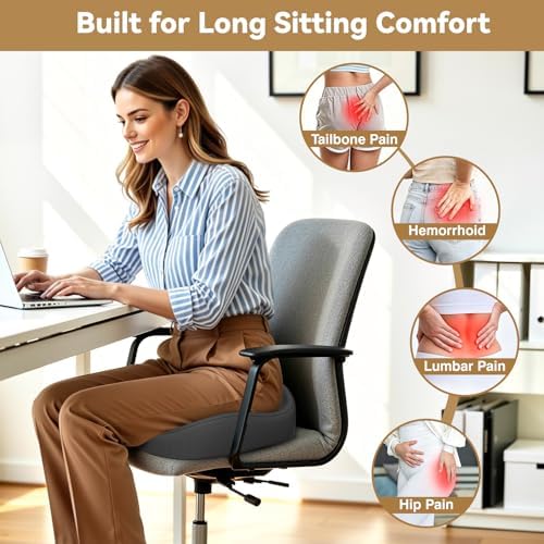 TushGuard 6-Zone Ergonomic Seat Cushion with Coccyx Cutout, Grey
