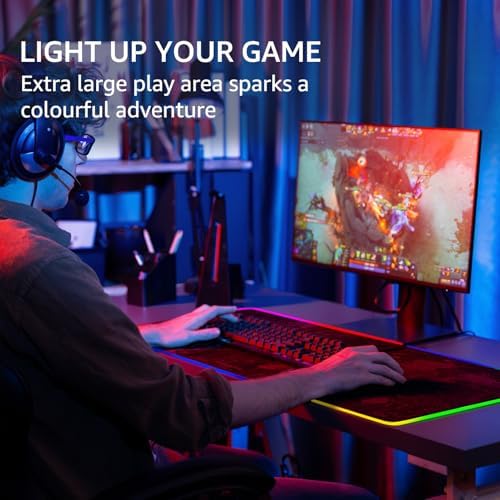 KTRIO RGB Large Gaming Mouse Pad, 31.5 x 15.7 in, RGB World Map, XXL