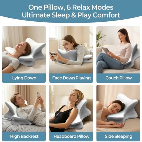 Cervical Neck Pillow for Pain Relief, Ergonomic Reading Pillow for Bed, Contour Wedge Pillow Back Support Pillow, Orthopedic Memory Foam Pillows for Sleeping, Use Lying Reading