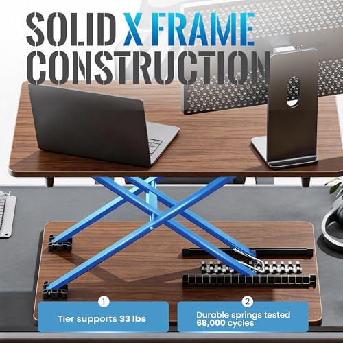 Standing Desk Converter, 25.16" x 15.75", Natural Wood