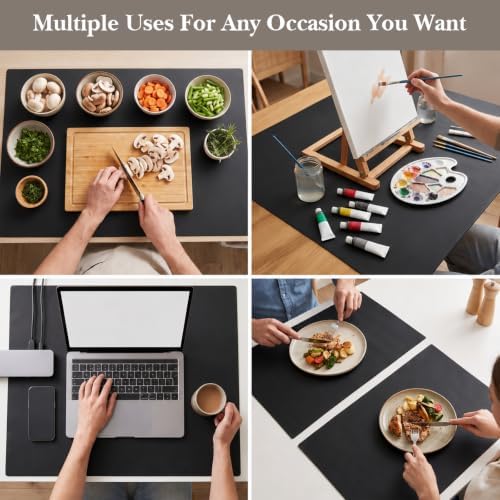 36x24 Inch Silicone Craft Mat, Extra Large Table Protector Heat Resistant Silicon Mat for Kitchen Placemat Baking Painting Clay Art (Black)