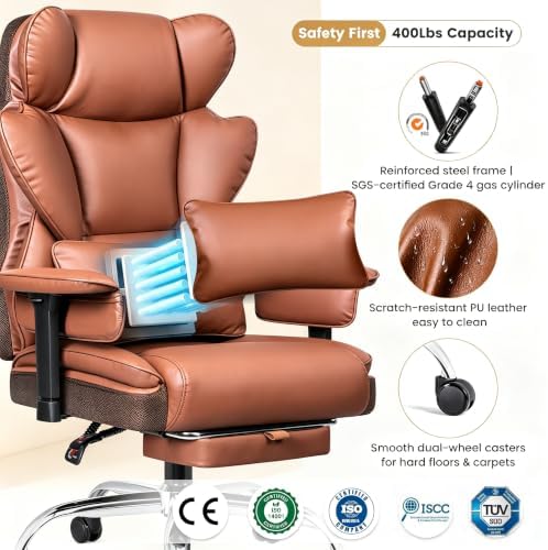 Big & Tall Office Chair 400 lbs, Gaming Chair 23.6" Wide Seat