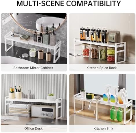 Extendable Narrow Tall Storage Shelf for Windowsill & Kitchen, White