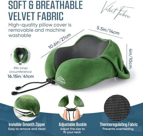 SkytraxComf® Travel Neck Pillow with Hood for Privacy on Long Flights