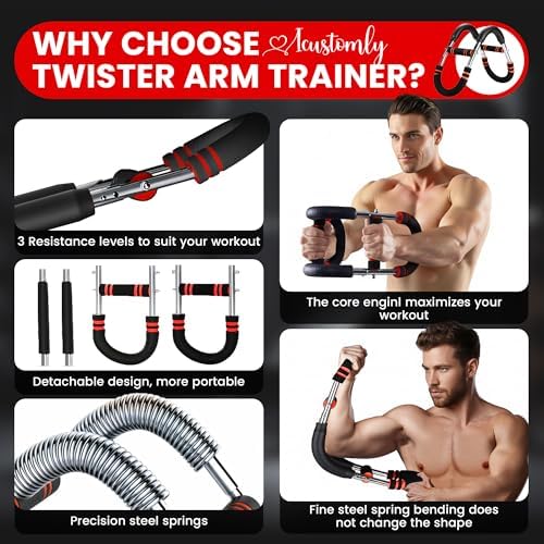Twister Arm Trainer, Adjustable Resistance (20–130 lbs) Chest & Arm Trainer for Men & Women, Gorilla Bar Chest & Upper Body Workout Equipment, Ergonomic Home Workout Equipment with Anti-Slip Handles