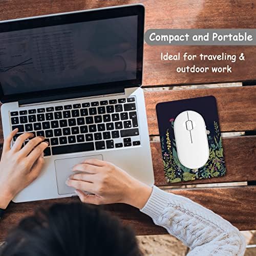 Dapesuom Small Mouse Pad, 6 x 8 Inch Thick Rubber Premium-Textured Non-Slip Portable & Washable Mini Mouse Mat for Women Men Wireless Laptops Keyboard Tray Gaming Work Computer Travel, Elegant Flower