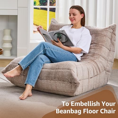 Hobestluk Adults Bean Bag Chair Faux Fur BeanBag Couch for Living Room