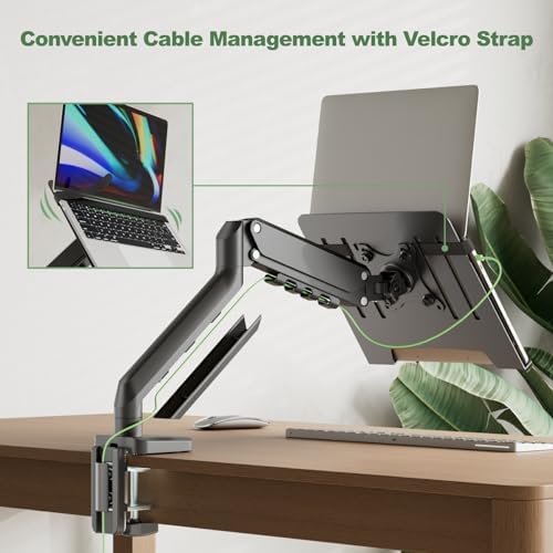 2-in-1 Gas Spring Laptop Desk Mount for 12"-17" Notebook/13"-32" Monitor