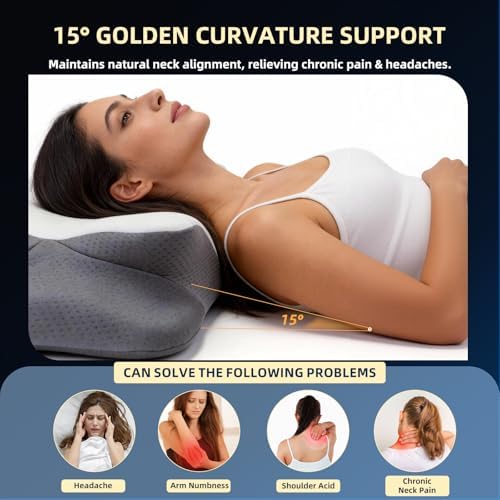 Ergonomic Memory Foam Pillow for Neck Pain, Queen Size