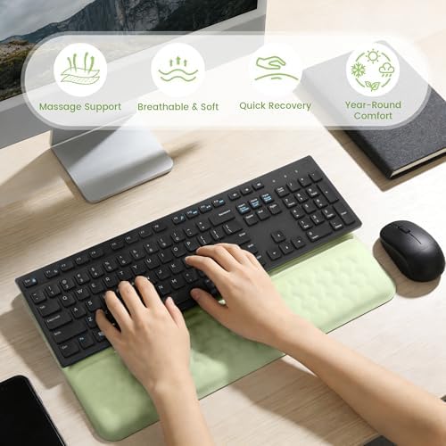 Keyboard Wrist Rest with Ergonomic Height - Computer Keyboard Stand & Soft Cushioned Pad for Wrist Pain Relief - Non-Slip Typing Support for Office, Gaming & Home(Green)