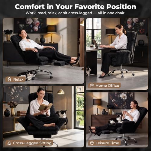 Big and Tall Office Chair, Flip Armrests for Pets & Cross Legged Sitting
