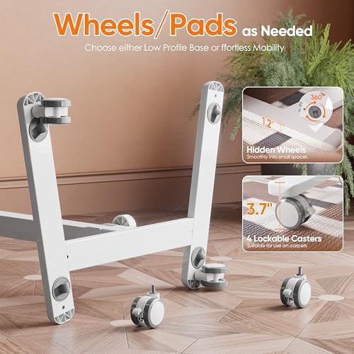 Monomi 25“ Mobile Folding Desk,Pneumatic Sit-Stand Table,No Assembly,White