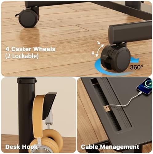 28" Mobile Standing Desk with Cup Holder & Widened Slots
