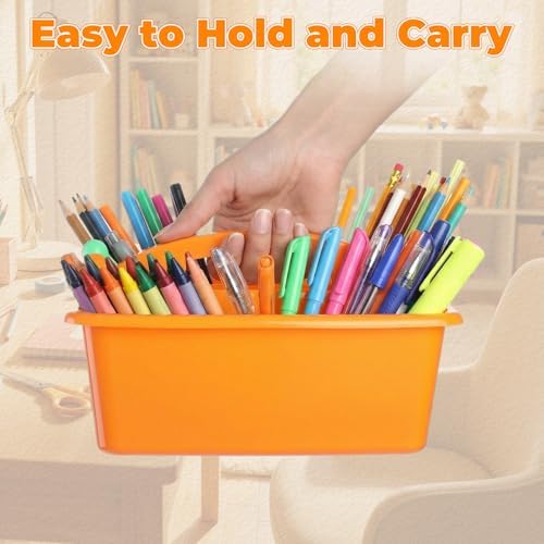 Kathfly 12 Pack Classroom Caddy Organizer with Handle Bulk, Blue Orange