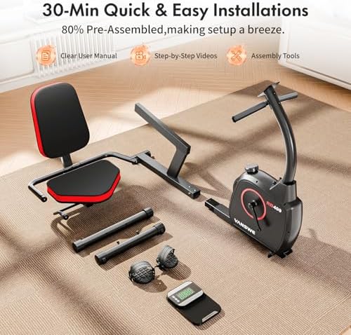 VANSWE Recumbent Exercise Bike for Home Seniors with 380 LB Weight Capacity