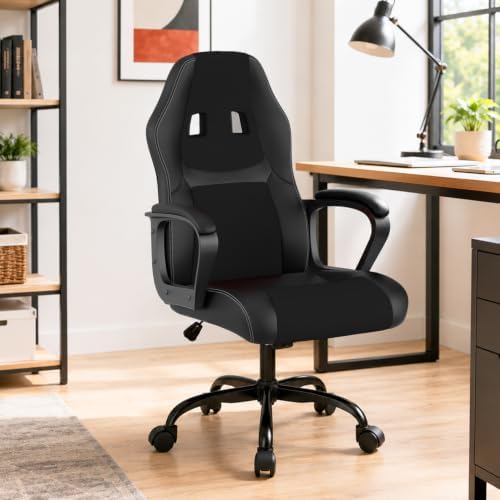 PayLessHere | Gaming Chair | Black, PU Leather | with Lumbar Support