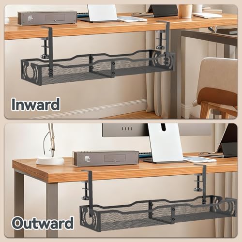 Cable Management, 25.3'' Under Desk Cable Management Tray No Drill