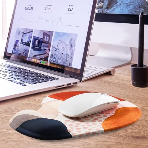 JIKIOU Ergonomic Mouse Pad with Gel Wrist Rest 2 Pack, Portable Small Boho