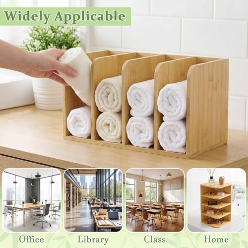 Novabright Bamboo Wooden 4-compartment File Magazine Holder, Suit for B5