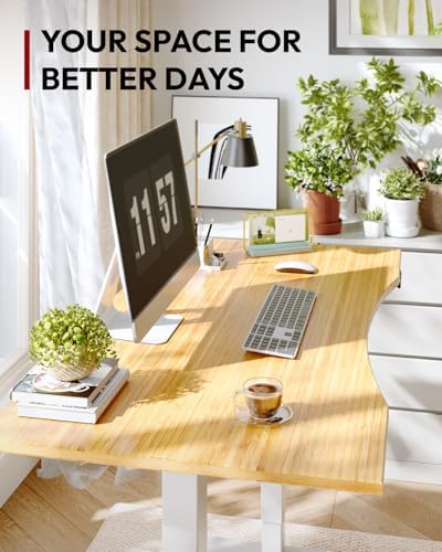 SANODESK Solid Bamboo Dual Motor Standing Desk, 220 lbs, 60×30