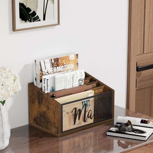 YINMIT Mail Organizer Countertop, 4 Slot Mail Holder for Desk