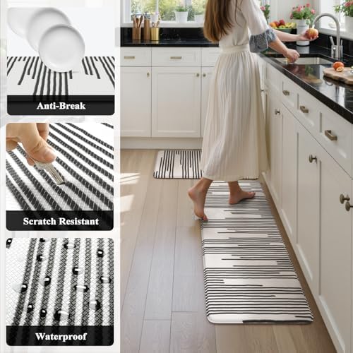 KIMODE Anti Fatigue Mats for Kitchen Floor,Farmhouse Kitchen Rugs Sets of 2