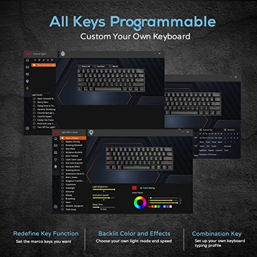 RK ROYAL KLUDGE 60% Mechanical Keyboard RK61 Pro, Wired Gaming Keyboard Aluminum Frame, Programmable RGB Backlit 61 Keys Ultra-Compact, Gateron Brown Switch, White