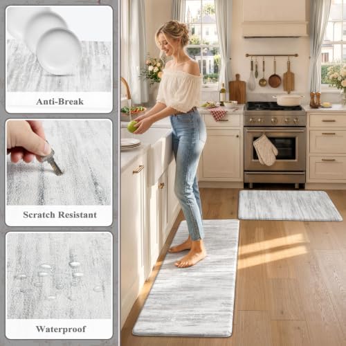 KIMODE Anti Fatigue Kitchen Mats for Floor,Farmhouse Kitchen Rugs Sets of 2