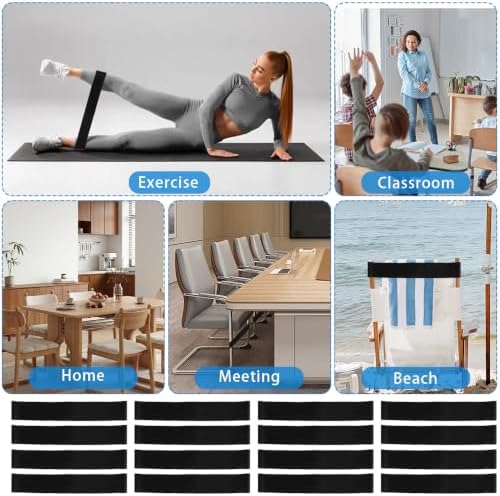 Chair Bands for Kids with Fidgety Feet, 16 Pack Desk Fidget Bands for Classroom, ADHD Tools for Kids Teacher School Classroom Home Sensory ADHD ADD Autism Needs (Black)