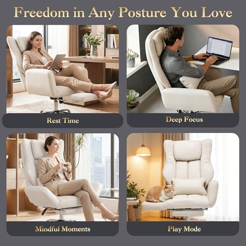 Cross Legged Office Chair with Adjsutable Armrests & Headrest