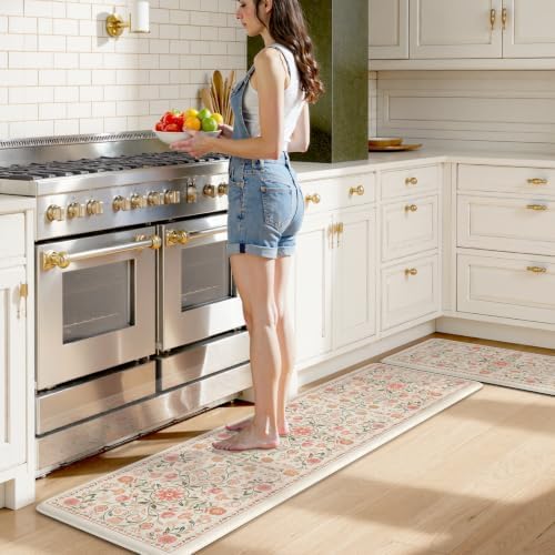 KIMODE Kitchen Floor Mat Anti Fatigue, Cushioned Kitchen Runner Rug 2 Piece