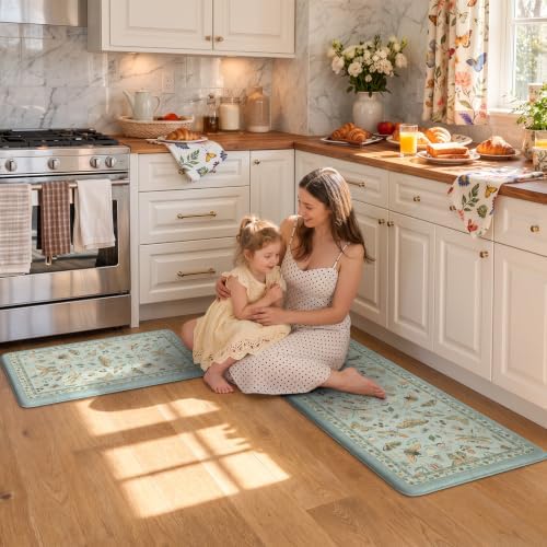 LEEVAN Anti Fatigue Kitchen Mats for Floor, Cushioned Kitchen Mat Set 2PCS