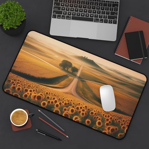 Sunflowers Stretching Across Wide Plains Desk Mat - Vibrant Colors for Your Workspace