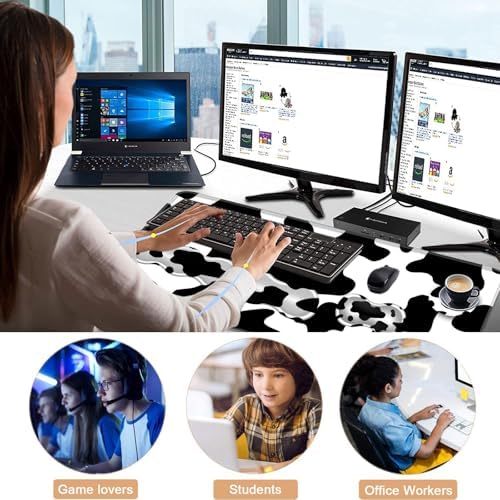 Keyboard Wrist Rest and Mouse Pad with Wrist Support Set Ergonomic Coaster,Memory Foam,Easy Typing Pain Relief,Large XL Desk Mat 31.5"x 11.8",Cow Print