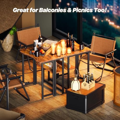Huuger Folding Desk with Storage Shelf, 23.6 Inch Foldable Computer Table
