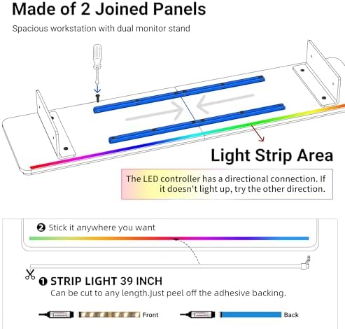 AFOOYO Monitor Stand Riser,31.5-Inch LED Light Wood Computer Monitor Stand with Adjustable Acrylic Legs,Desk Accessories Desktop Organizer Stand for, Computer,Laptop,Printer,PC TV Screen Riser,White