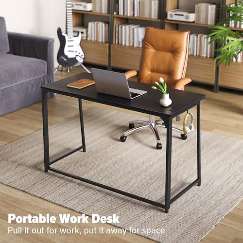 WOHOMO Folding Desk, 47.2" Foldable Computer Table for Small Spaces, Black