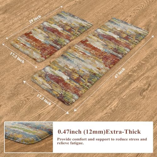 Collive Abstract Kitchen Rugs Sets of 2 Kitchen Mats Cushioned Anti Fatigue