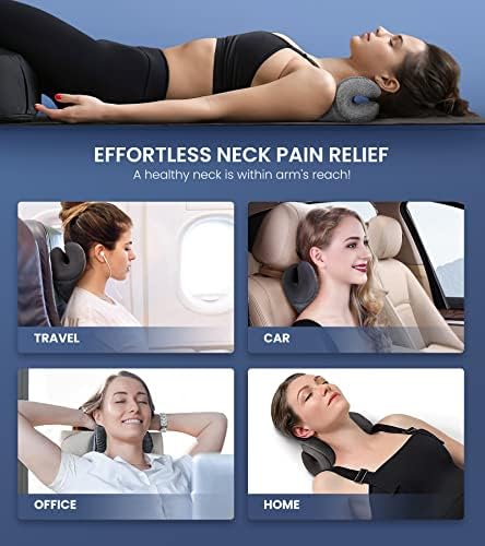 8X Pain Relief Magnetic Therapy Heated Neck Stretcher, 3X Larger Graphene Heating Pad Cervical Traction Device Pillow, Neck Hump Corrector w/Timer Setting, Relax Gifts for TMJ Tension Muscle Migraine