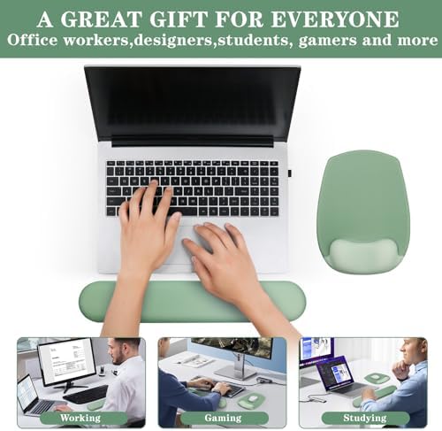 Wrist Rest for Keyboard and Mouse, Ergonomic Gel Computer Keyboard Wrist Rest with Memory Foam, Keyboard Wrist Support Pad for Long Hours of Work, Gaming, Studying-Relieve Wrist Pain (GD-Green)