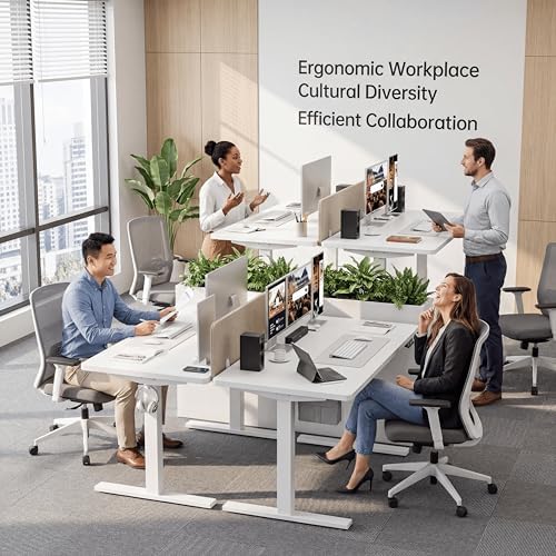 Grandder 55x32 Large Electric Standing Desk, Height Adjustable Computer Desk with 2 Memory Presets, 31.5" Deep Desktop Sit Stand Desk Home Office Desk Workstation Table with Hooks, White