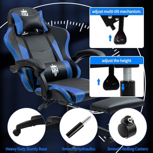 Gaming Chair with Footrest, Computer Chair with Adjustable Headrest