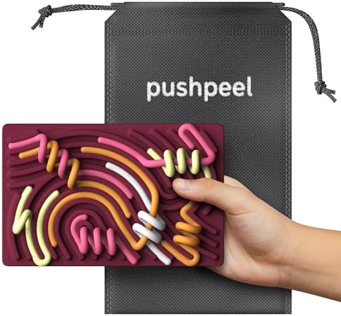 Pushpeel Sensory Activity Board: Silicone Fidget Toy for Calming, Stress, Anxiety, ADHD & Autism | Silent, No Mess | Kids 3+ & Adults | Includes Portable Travel Bag & 11 Strings